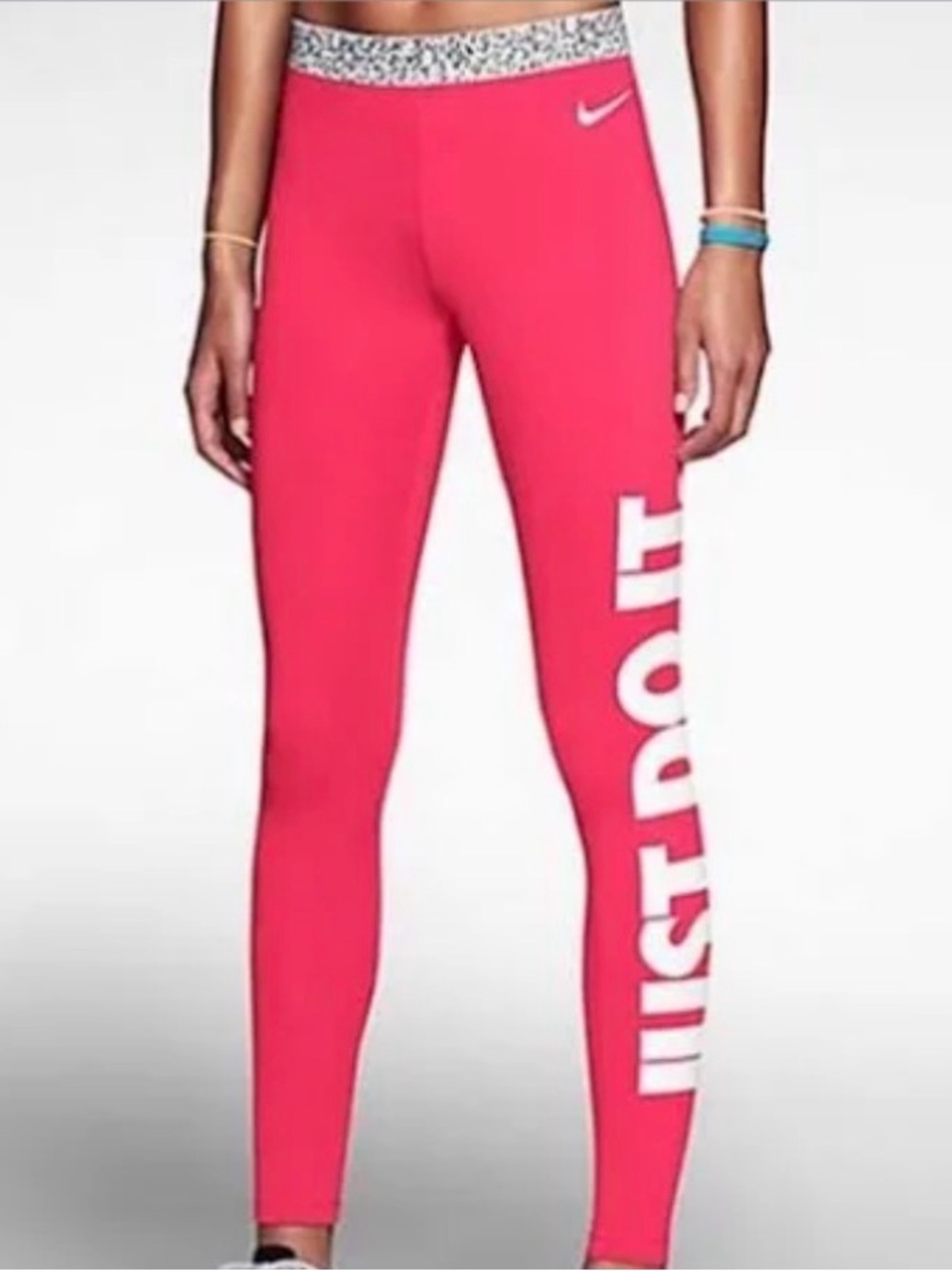 Nike Pro Hyperwarm Neon Pink "Just Do It" Leggings Tights - Size M